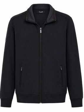 Bugatti Men’s Full Zip Knit Jacket Sweater Black Cotton Blend XL